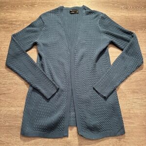 Asos Design Adult XS Blue Sweater Open Cable Knit 100% Cotton Preppy Minimal